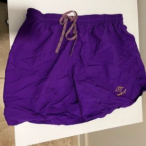 Purple and orange umbro soccer shorts M